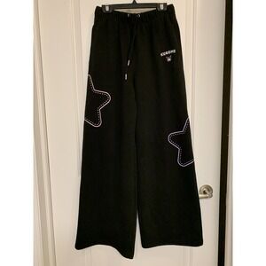 Kuromi Sanrio Wide Leg Sweatpants Black Size M Star Patch Y2K Baggy Mall Goth